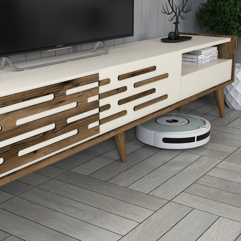 Keikei Unfinished TV Stand, Brown/Black