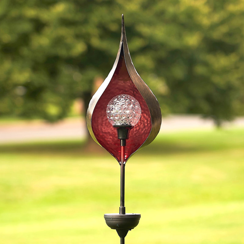 Raindrop de jardin solaire en fer Remona, Rouge