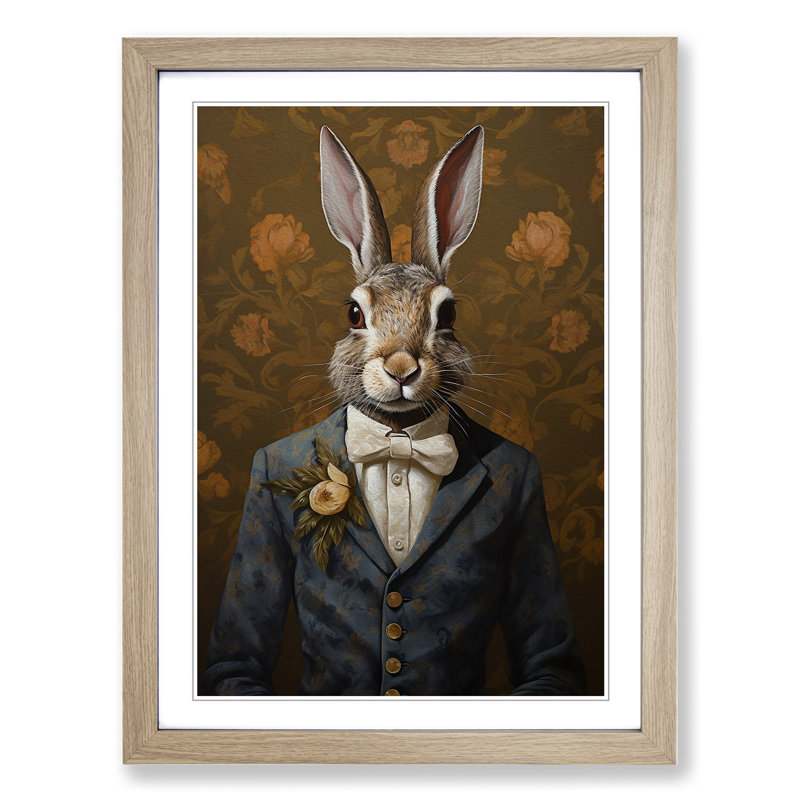 Hare Gothic - Framed Print, Oak, 64cm H x 46cm W x 2cm D