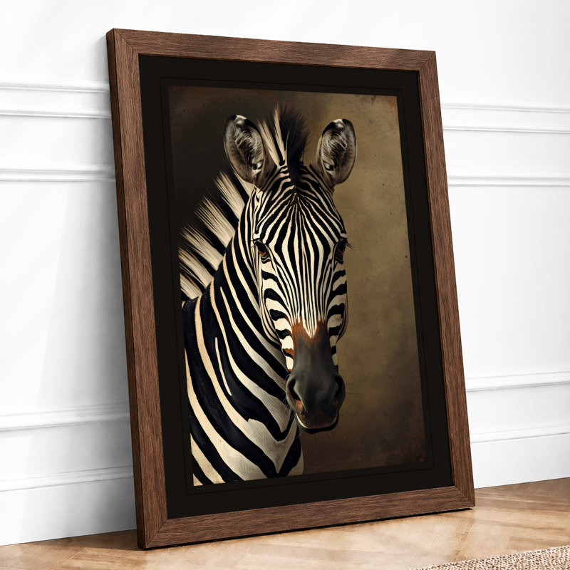 Frontal Zebra Modern - Framed Print, Walnut, A4 - 29.7 x 21.0 cm