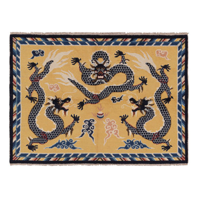 One-of-a-Kind 4’10”x6’9” 1960s Wool Area Rug