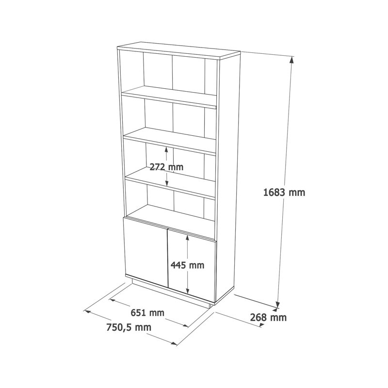Baya 168.3cm H x 75cm W Bookcase