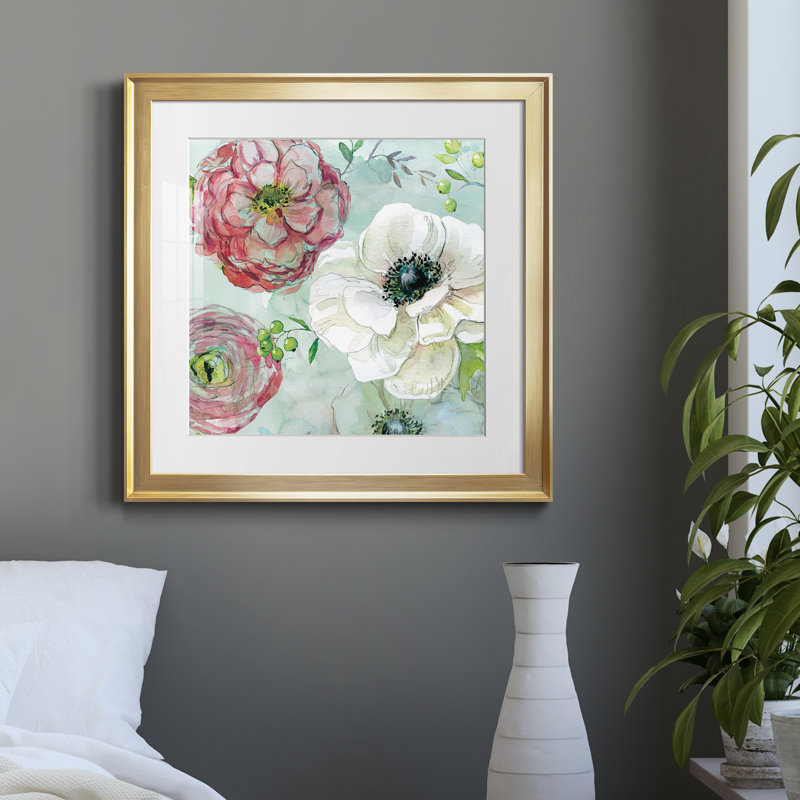Asbury Garden Bloom IV - Cadre photo, reproduction d'art sur papier, H 17,5 po x l 17,5 po x P 1,5 po, Papier encadré doré