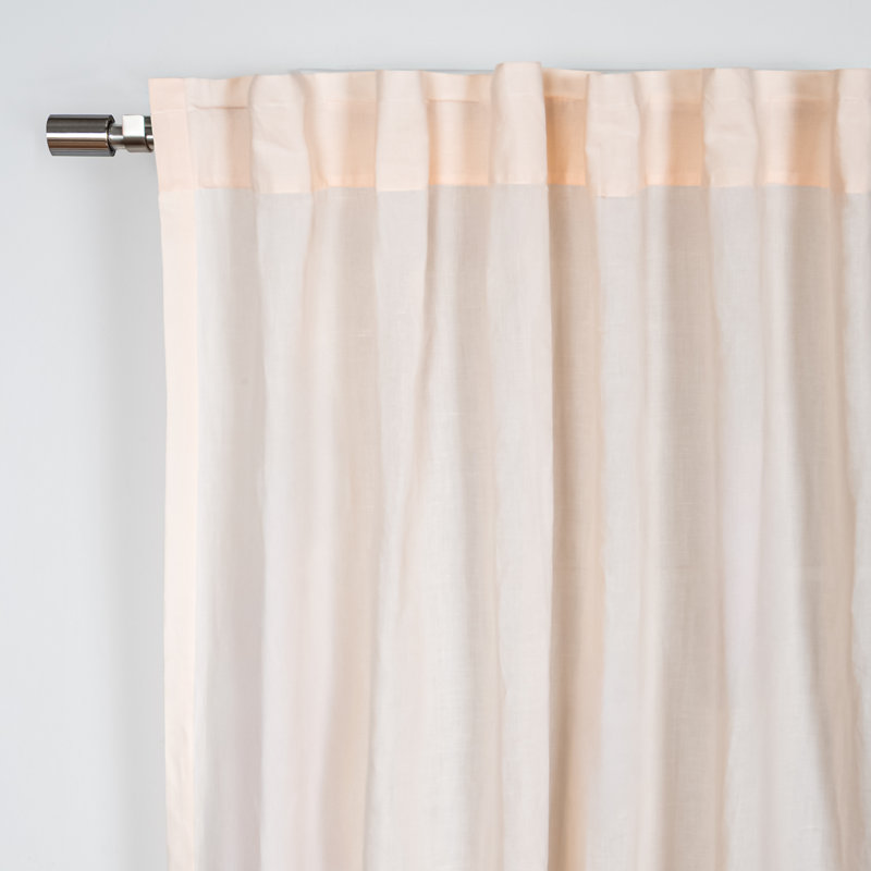 Linen Blend Semi Sheer Rod Pocket And Back Tab Curtain (Single Panel), 52" W x 84" L, Pink
