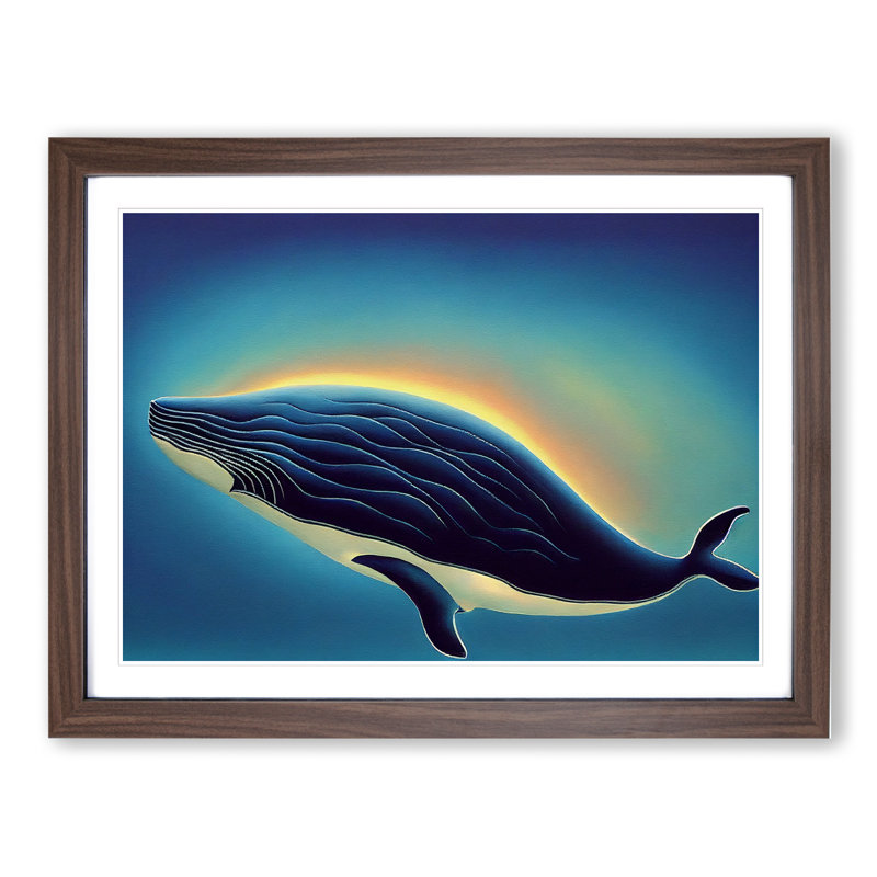 Whale Art Vol.2 - Framed Print, 46cm H x 64cm W x 2cm D, Walnut Framed