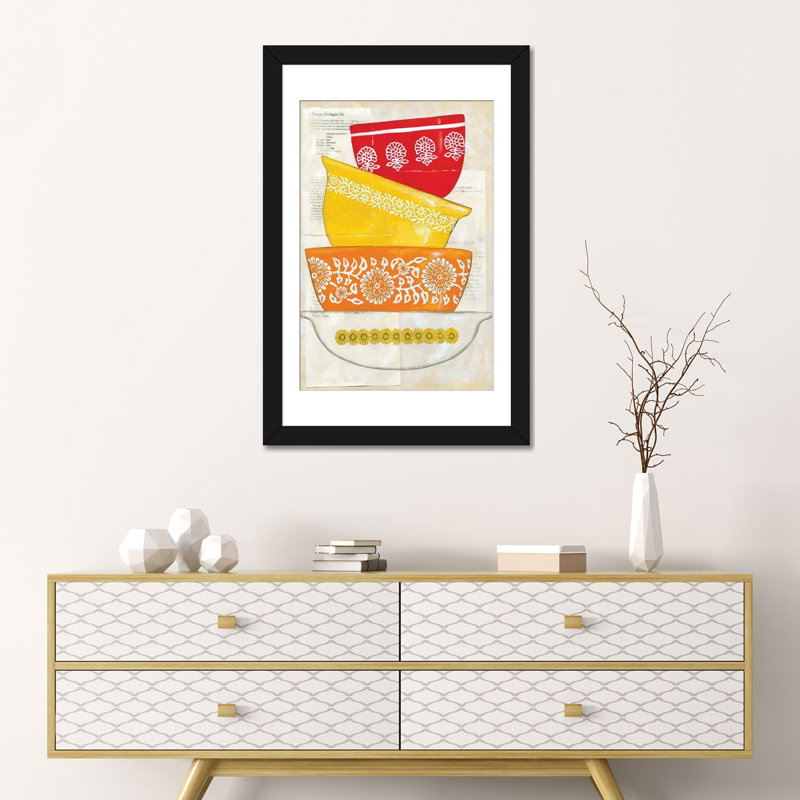 «Retro Ware I», impression sur toile, Papier d'art encadré noir, Blanc, H 24 po x l 16 po x P 1 po