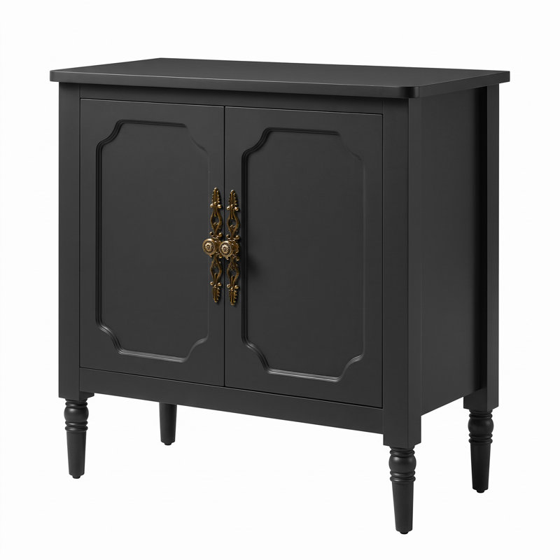 Armoire d'appoint 31,5 "avec tablette réglable, buffet de rangement rétro pour le salon, Noir