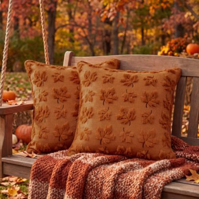 Coussins décoratifs d'automne 18 x 18, ensemble de 2 housses de feuilles d'érable à double face