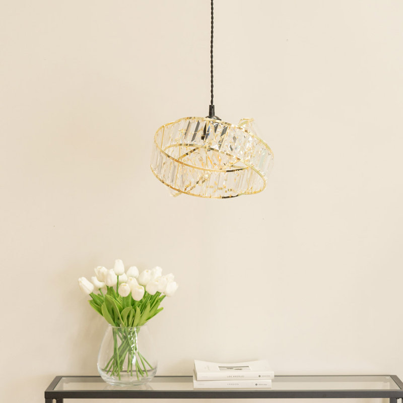 19cm H Acrylic Drum Lamp Shade ( Slip-On ) in Gold
