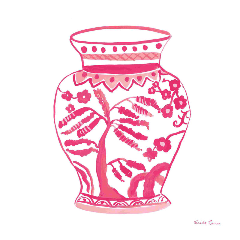 Chinoiserie IV, H 20 po x l 20 po, Rose