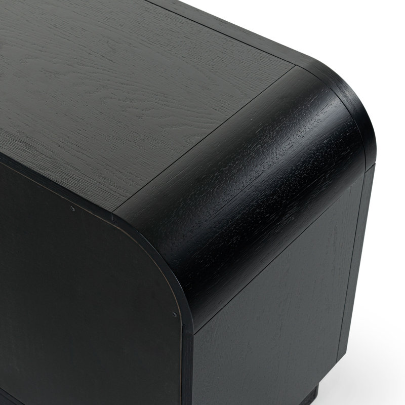 Dinah 2 Drawer Wood Nightstand, Black
