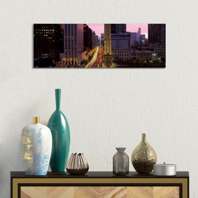 Buildings in a City, Michigan Avenue, Chicago, Cook County, Illinois, USA 1 Piece Wrapped Canvas Panoramic Wall Art