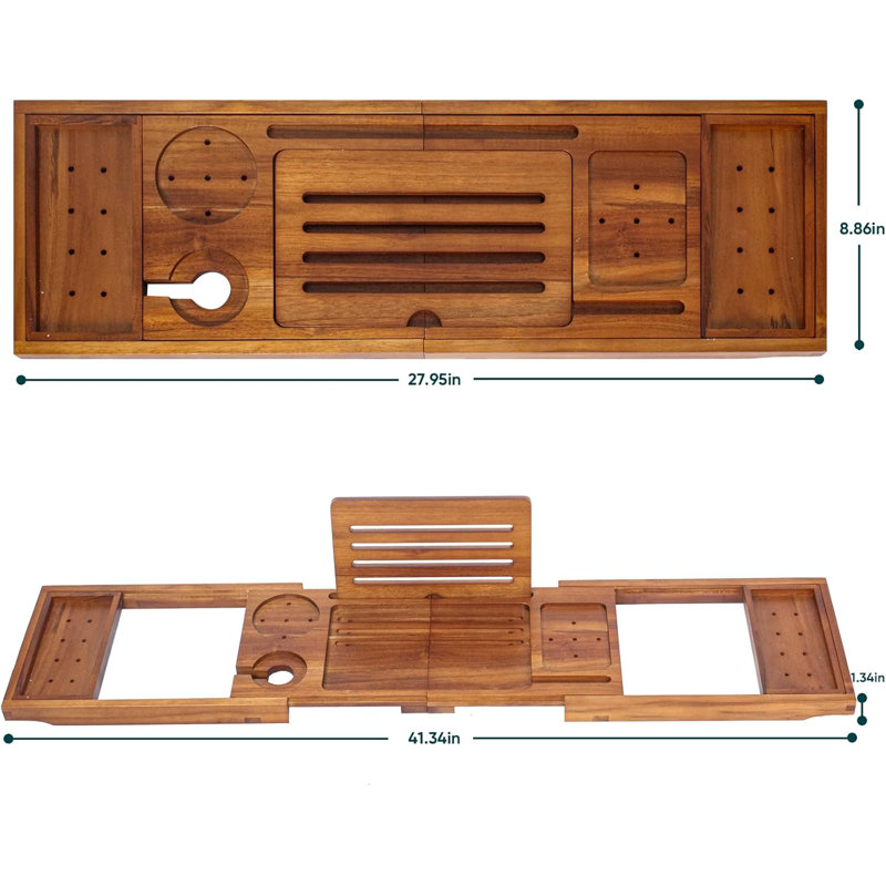 Plateau de baignoire pliable en teck, plateau de baignoire extensible pour baignoire, baignoire de luxe et accessoires de salle de bain