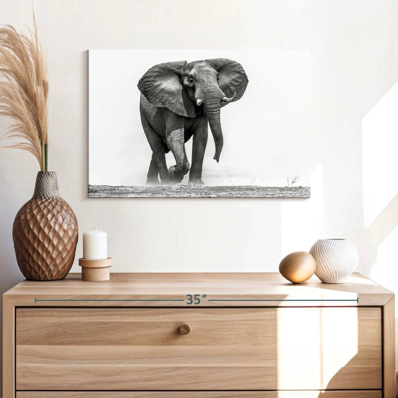 African Elephant Walking, 16" H x 24" W