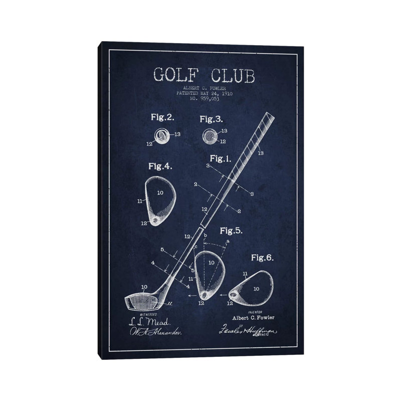 Giclée sur toile bleu marine Golf Club, H 60 po x l 40 po