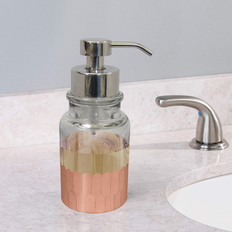 Distributeur de savon mousse en verre pour distributeur de savon ou de salle de bain, comptoir | Finition cuivre
