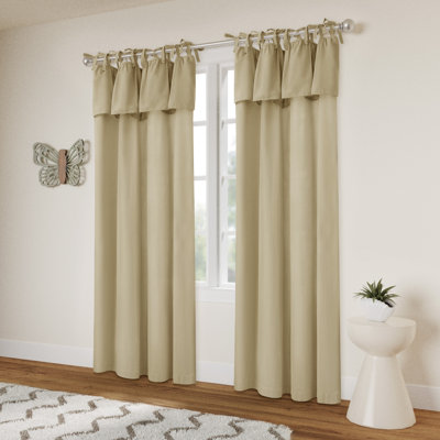 Recycled Cotton Blend Ruffle Tie-Top Curtain Pair
