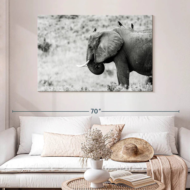 Elephant And Friends, 32" H x 48" W