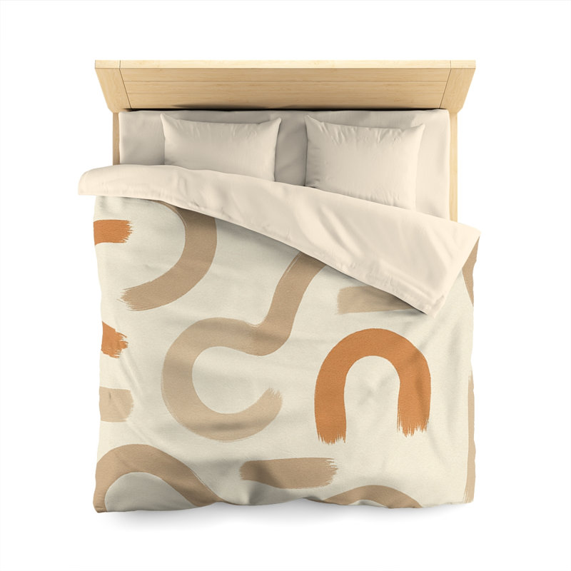 Microfiber Duvet Cover Boho Style, Design 73, Cream, Queen Duvet Cover
