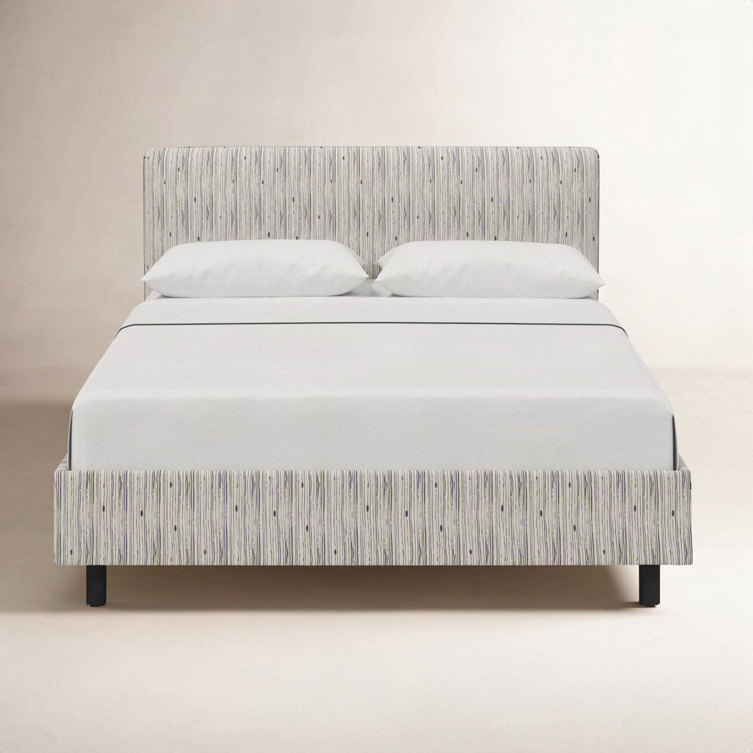 Eisley Cotton Upholstered Bed, Full, Shibori Stripe Ink