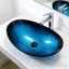 Lavabo de salle de bain ovale en verre trempé avec drain escamotable L 21 po x l 13 po
