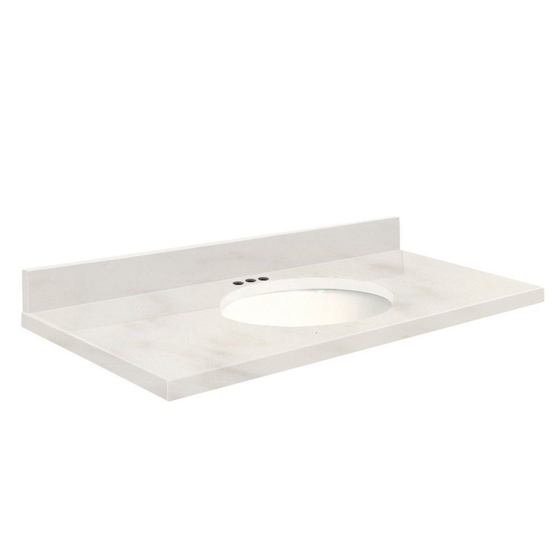 Dessus de salle de bain simple 43 po meuble-lavabo, Blanc, Passage de portage, Central de 4 po