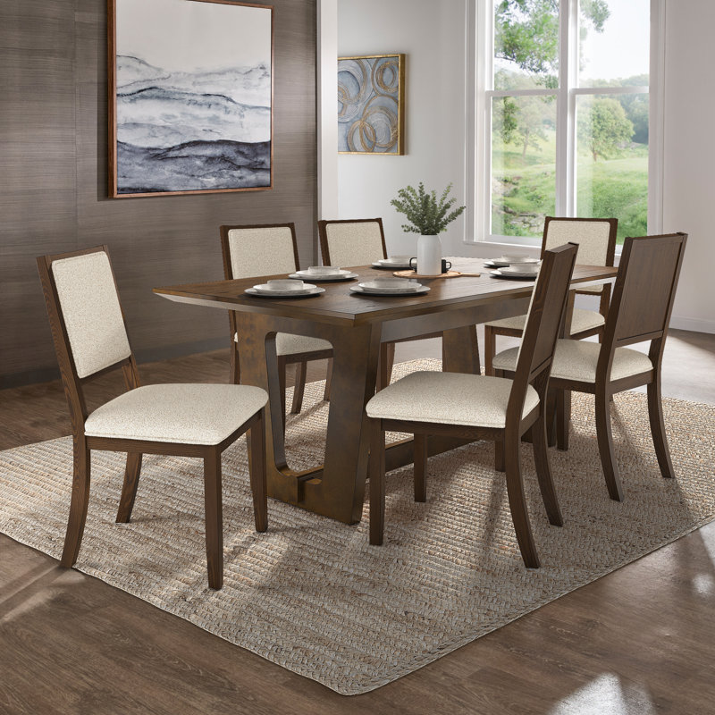 Ensemble de salle à manger rectangulaire 72 "avec chaises en tissu Patino, Brun