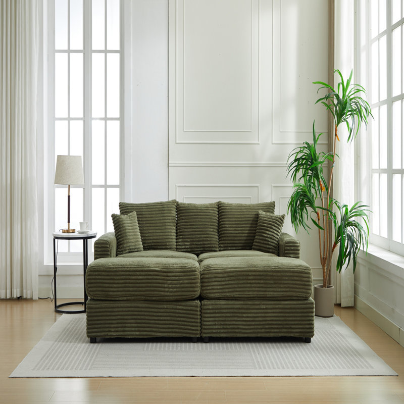 Canapé modulaire moderne, housses de coussin en velours côtelé 2 pièces, housses de canapé extensibles avec 2 coussins