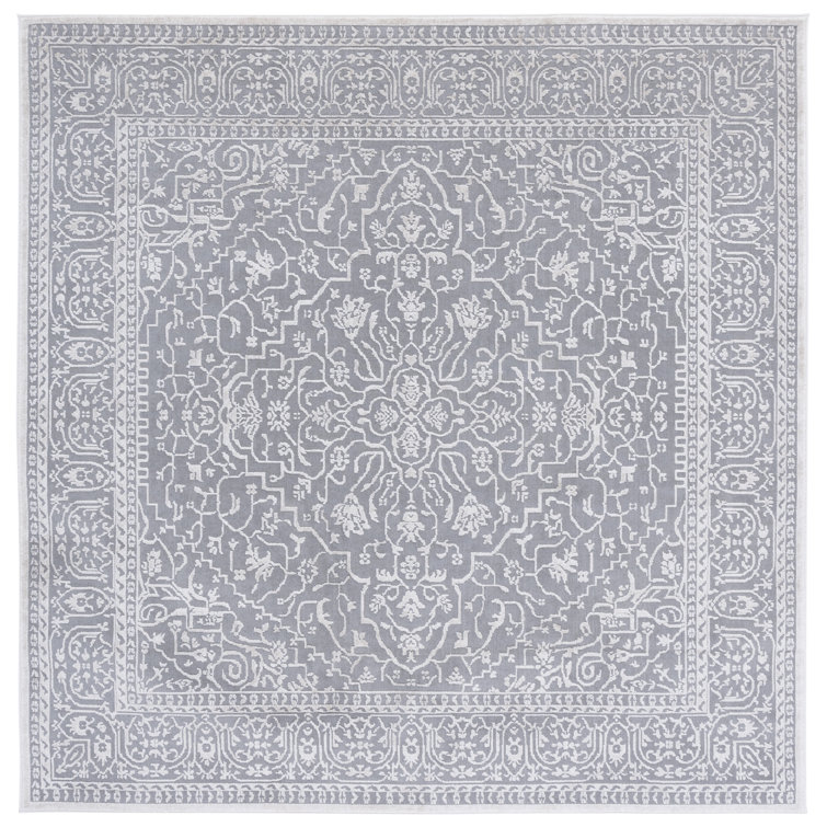 Calidia Floral Light Gray/Cream Area Rug
