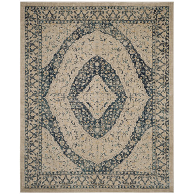 Annette Oriental Beige/Navy Area Rug