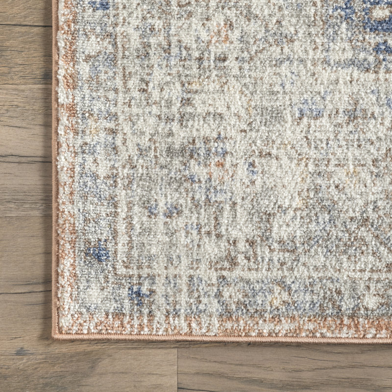 Mattawa Oriental Power Loom Performance Peach/Blue Rug, Runner 2'8" x 8'