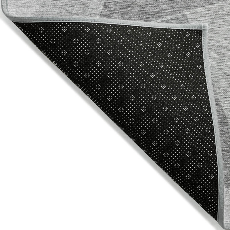 Tapis d'intérieur lavable à motif géométrique gris argenté 5 pi x 8 pi