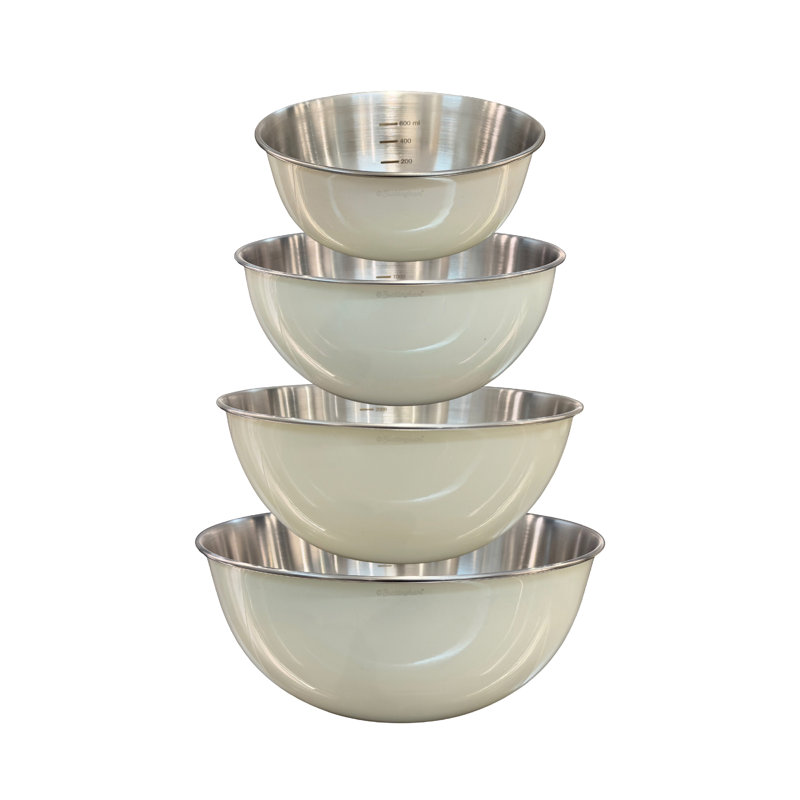 Buckingham Stainless Steel Set Of 4 Color Coated Mixing Bowls  , Cream