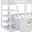 Lit superposé convertible double en bois avec escalier de rangement, table d'appoint et 3 tiroirs-225058052