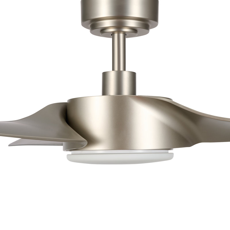 52" 3 - Blade Smart Propeller Ceiling Fan with Dimmable LED Light and Remote Control, Nickel