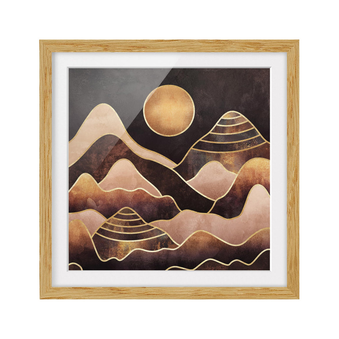 Gerahmtes Poster Golden Sun Abstract Mountains