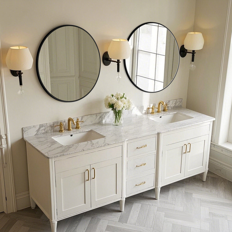 Miroir mural pour salle de bain / miroir de salle de bain, Noir, 24 po x 24 po