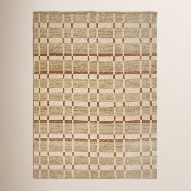 Tapis d'intérieur en laine Block Flatweave, Rectangle 7 pi 9 po x 9 pi 9 po
