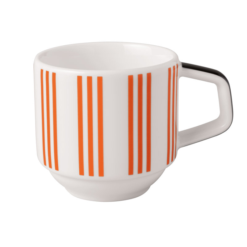 Villeroy & Boch Memphis Collection Espresso Cup Multicolored, Premium Porcelain, Made in Germany, Dishwasher and Microwave Safe, Cup for Espresso, Iconic Design, Geometric Pattern in White, Orange and Black