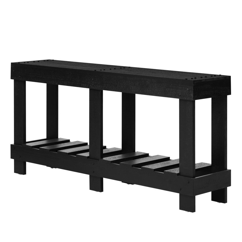Table de bout de salon en U 62,9 po - construction solide, 6 pieds, bureau de 4,5 po d'épaisseur, embellissement de rivets, tablette pour articles de rangement