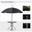 Ensemble de salle à manger d'extérieur 6 pièces pour 4 personnes avec parasol, table ronde en verre trempé de 80 cm et 4 chaises pliantes en maille, acier, noir et café