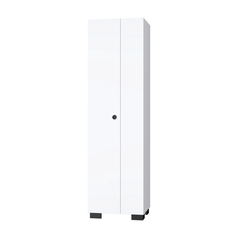 Armoire de rangement blanche à balais avec crochets - suspendez et organisez vos outils