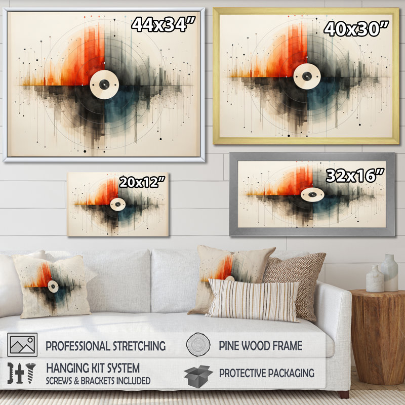 Vinyle disque vinyle Serenade - décoration murale musique, H 34 po x l 44 po x P 1,5 po, Cadre simple noir