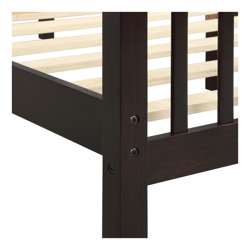 Wood Platform Bed Twin Bed With Headboard And Footboard (Espresso)