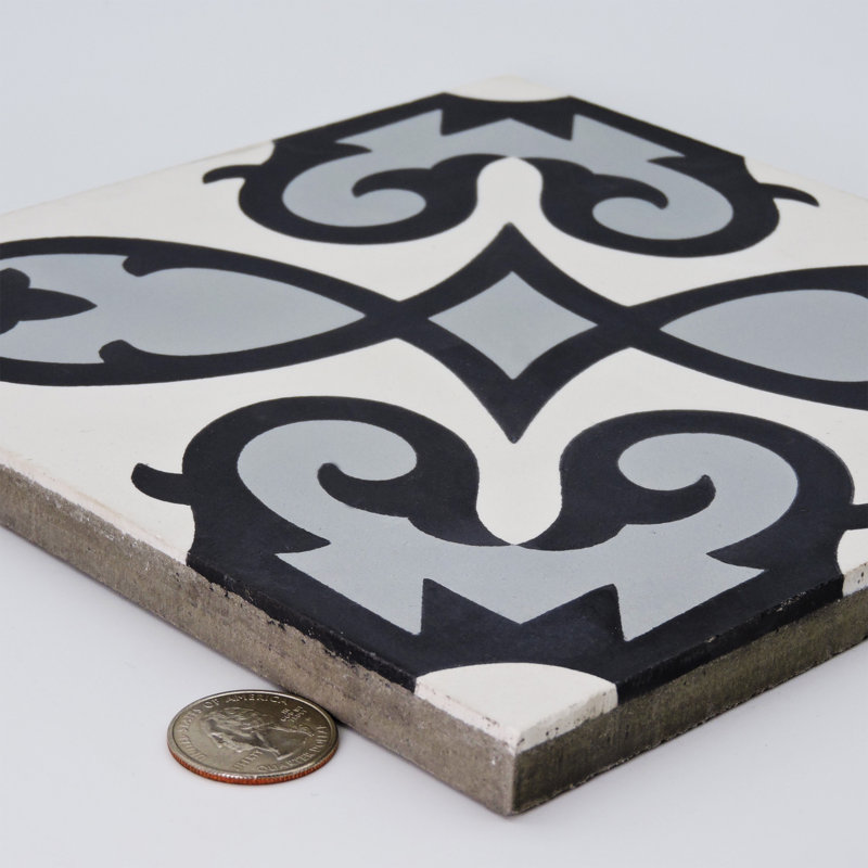 Agadir 8 in. x 8 in. Honed Tile, Gray/Black
