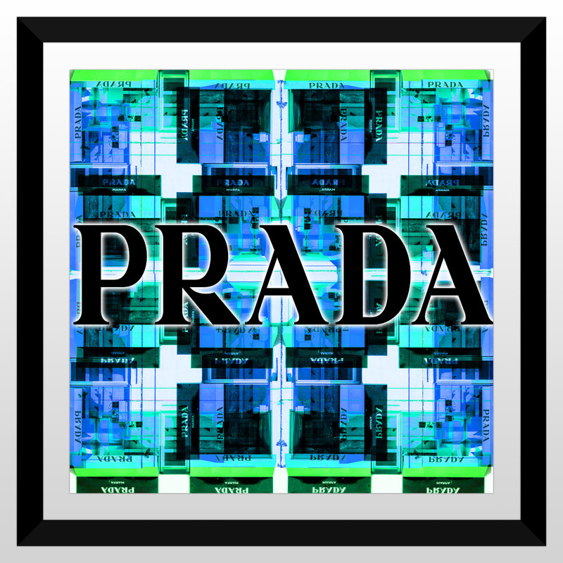 "shop prada" par par jodi, impression encadrée en bleu