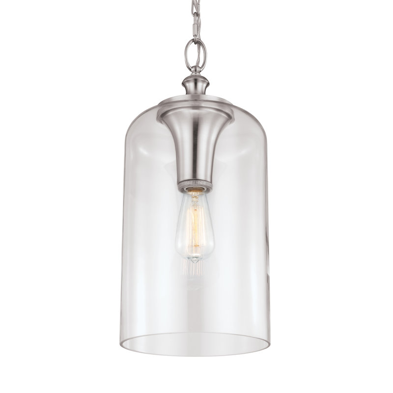 Claudio 1 - Light Single Pendant, Brushed Steel, 13.38" H x 6.5" W x 6.5" D