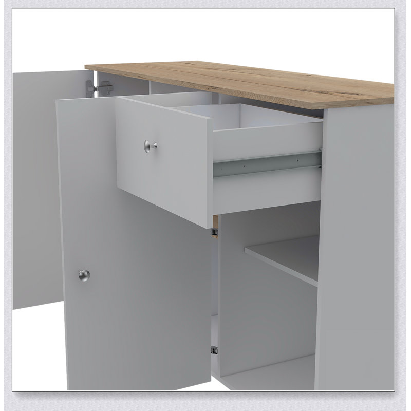 Sayville Modern 2-Drawer 2-Shelf Kitchen Island with Pine, Perfect for Stylish and Functional Storage Solutions