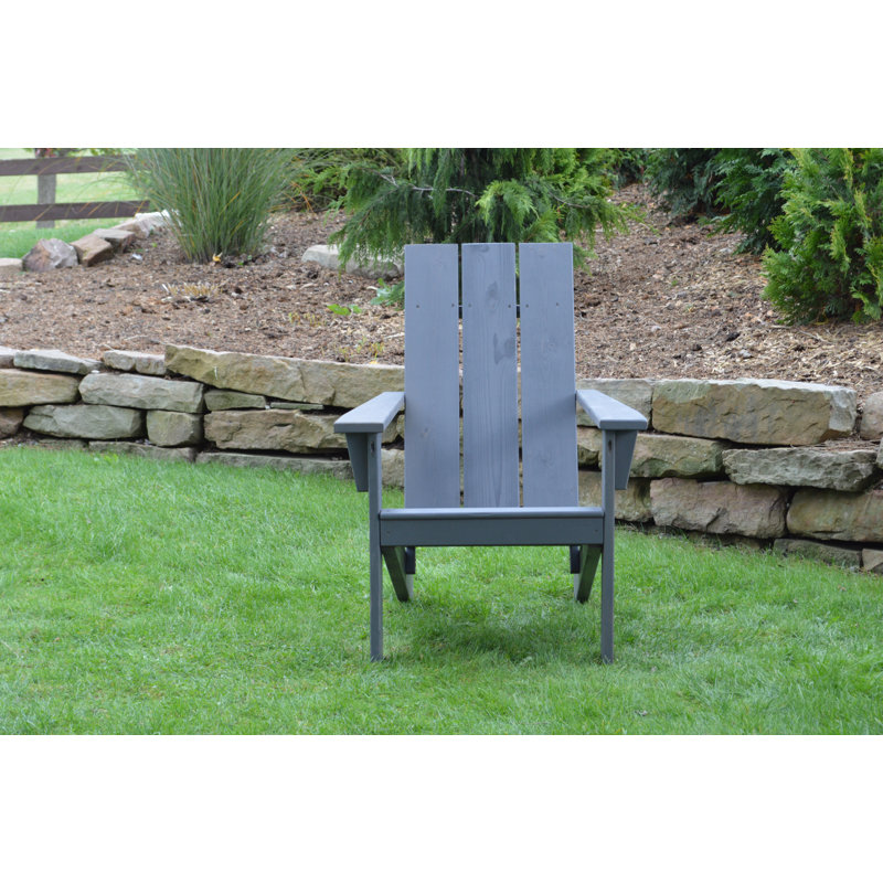 Chaise Adirondack en bois massif Ameerah, Teinture gris anthracite