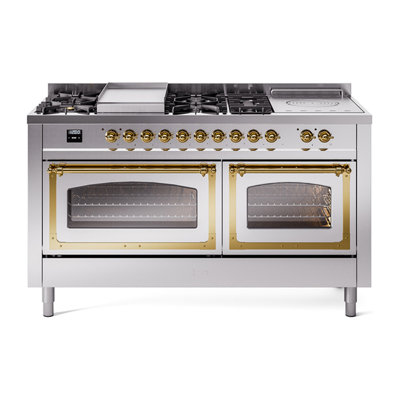 ILVE Nostalgie II Noblesse 60 in Dual Fuel Range 7 Burner, Griddle, Frenchtop